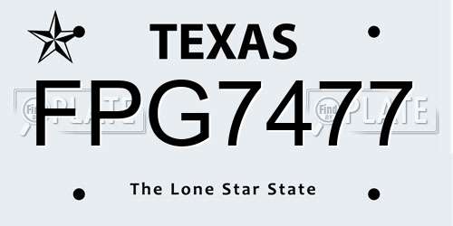 FPG7477 Texas License Plate