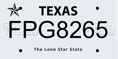 FPG8265 Texas License Plate