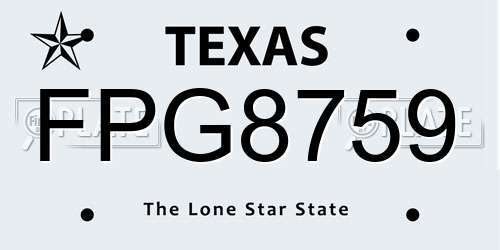FPG8759 Texas License Plate