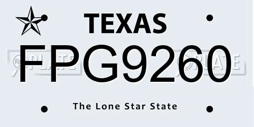 FPG9260 Texas License Plate