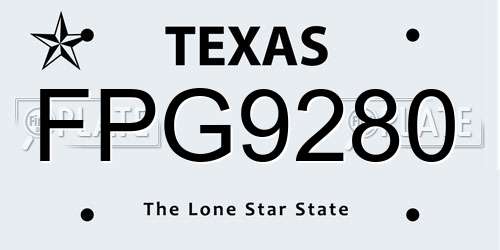 FPG9280 Texas License Plate