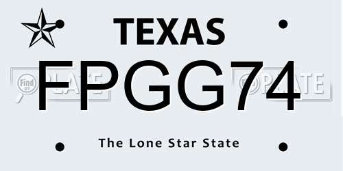 FPGG74 Texas License Plate
