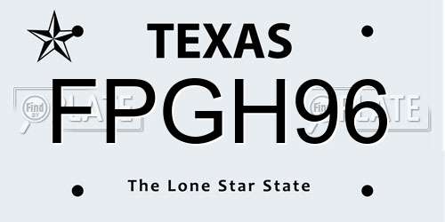 FPGH96 Texas License Plate