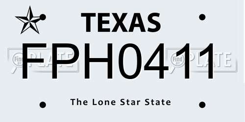 FPH0411 Texas License Plate