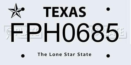 FPH0685 Texas License Plate