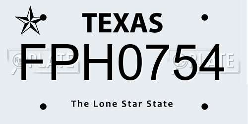 FPH0754 Texas License Plate