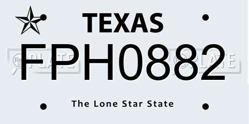 FPH0882 Texas License Plate