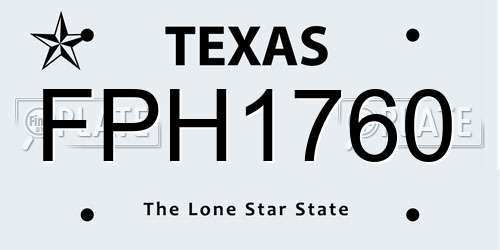 FPH1760 Texas License Plate