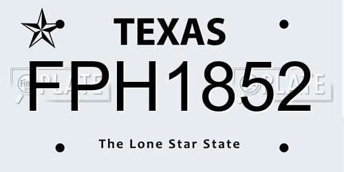 FPH1852 Texas License Plate