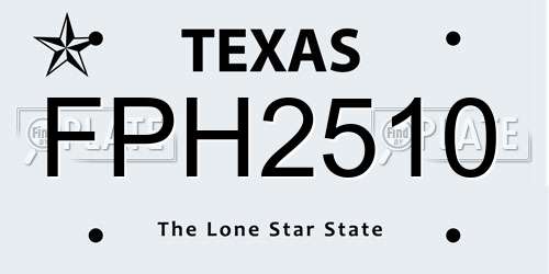 FPH2510 Texas License Plate