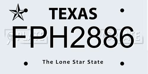 FPH2886 Texas License Plate