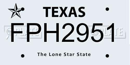 FPH2951 Texas License Plate