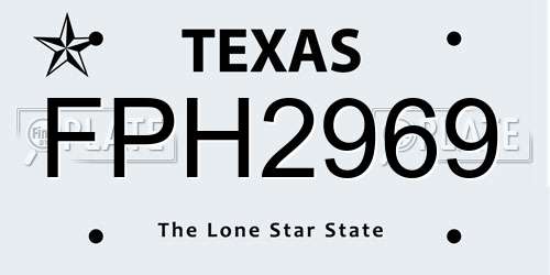 FPH2969 Texas License Plate