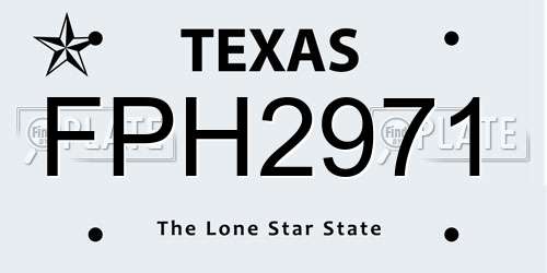 FPH2971 Texas License Plate