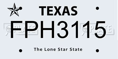 FPH3115 Texas License Plate