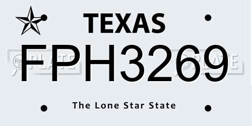 FPH3269 Texas License Plate