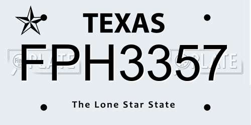 FPH3357 Texas License Plate