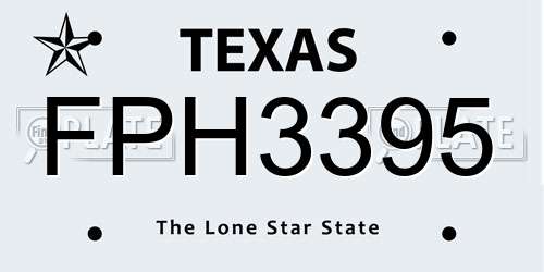 FPH3395 Texas License Plate