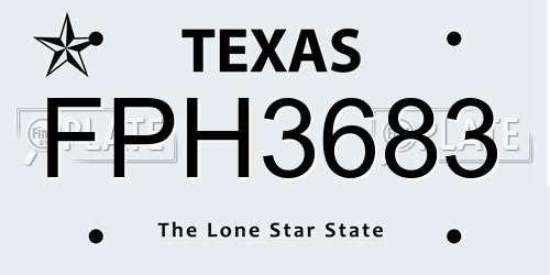 FPH3683 Texas License Plate