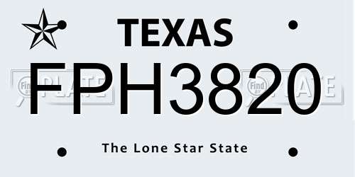 FPH3820 Texas License Plate