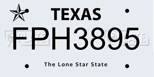 FPH3895 Texas License Plate