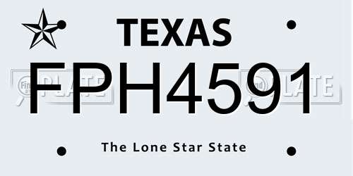 FPH4591 Texas License Plate
