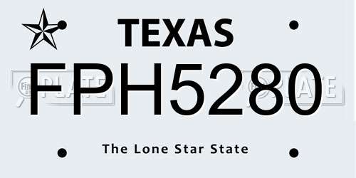 FPH5280 Texas License Plate