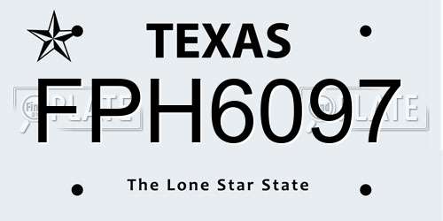 FPH6097 Texas License Plate