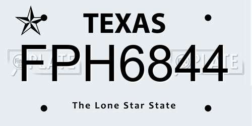 FPH6844 Texas License Plate