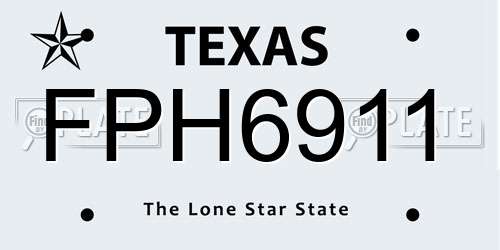 FPH6911 Texas License Plate