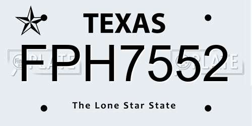 FPH7552 Texas License Plate