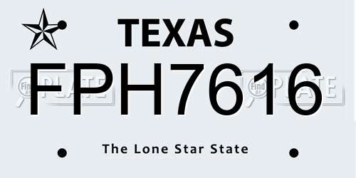 FPH7616 Texas License Plate