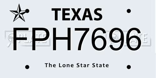 FPH7696 Texas License Plate