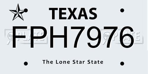FPH7976 Texas License Plate