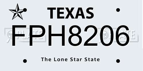 FPH8206 Texas License Plate