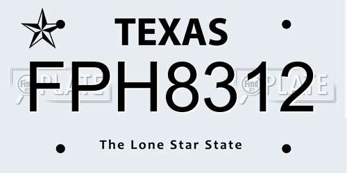 FPH8312 Texas License Plate