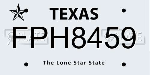 FPH8459 Texas License Plate