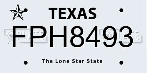 FPH8493 Texas License Plate