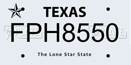 FPH8550 Texas License Plate