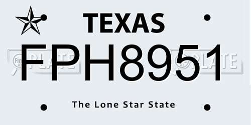 FPH8951 Texas License Plate