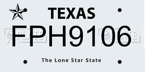 FPH9106 Texas License Plate