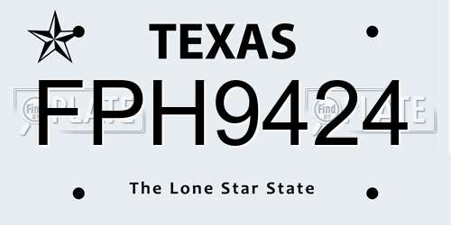 FPH9424 Texas License Plate