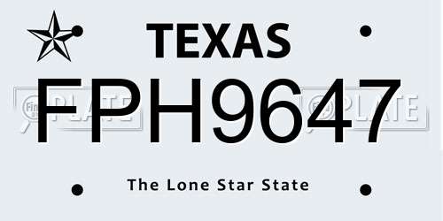 FPH9647 Texas License Plate