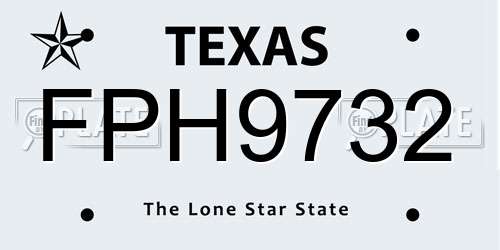 FPH9732 Texas License Plate
