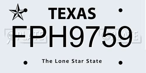 FPH9759 Texas License Plate