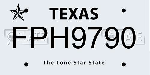 FPH9790 Texas License Plate