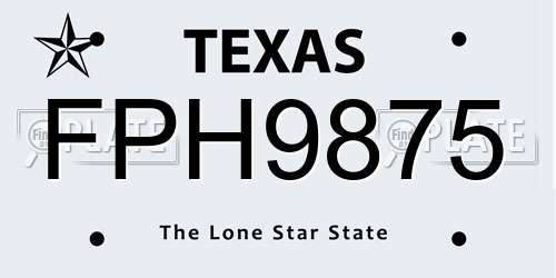 FPH9875 Texas License Plate