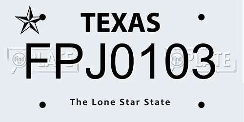 FPJ0103 Texas License Plate
