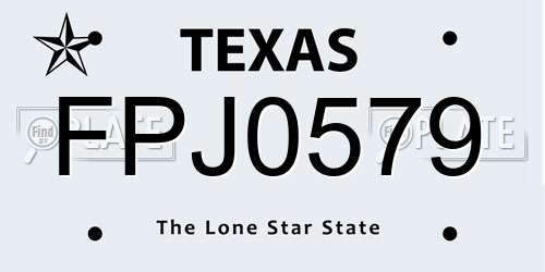 FPJ0579 Texas License Plate