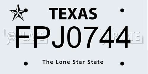FPJ0744 Texas License Plate